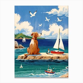 Dog On The Beach 5 Canvas Print