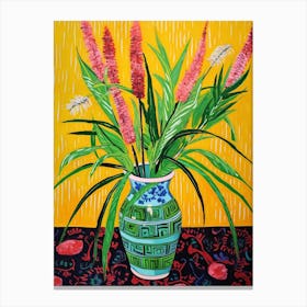 Flowers In A Vase Still Life Painting Fountain Grass 2 Canvas Print