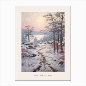 Dreamy Winter National Park Poster  Acadia National Park United States 3 Canvas Print