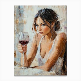 Woman With A Glass Of Wine Canvas Print