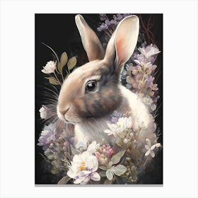 Rabbit And Flowers 3 Canvas Print