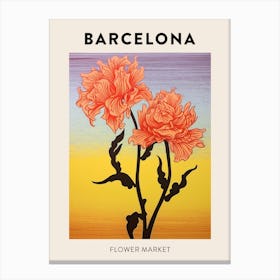 Barcelona Spain Botanical Flower Market Poster Canvas Print