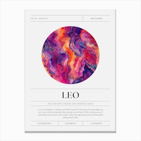 Leo Zodiac Sign, Red Jasper Birthstone Crystal Gem Canvas Print