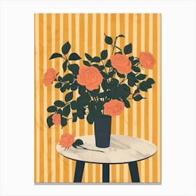 Roses Flowers On A Table   Contemporary Illustration 4 Canvas Print