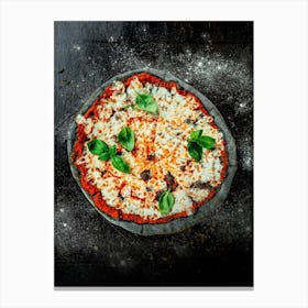 Authentic pizza — Food kitchen poster/blackboard, photo art Canvas Print