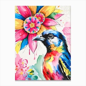 Bird And Flower Canvas Print