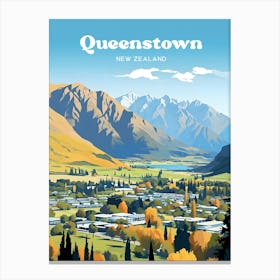 Queenstown New Zealand Townview Travel Art Canvas Print