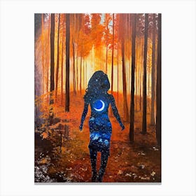 Out Of The Woods Woman Made Of Stars And Moon Canvas Print