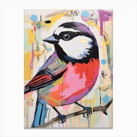 Colourful Bird Painting Carolina Chickadee 4 Canvas Print