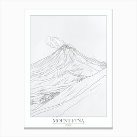 Mount Etna Italy Line Drawing 7 Poster Canvas Print