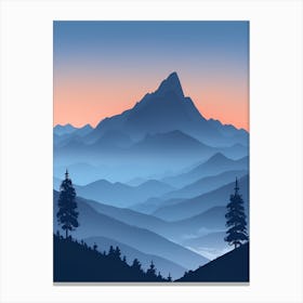 Misty Mountains Vertical Composition In Blue Tone 90 Canvas Print