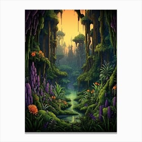 Jungle Landscape Pixel Art 2 Canvas Print