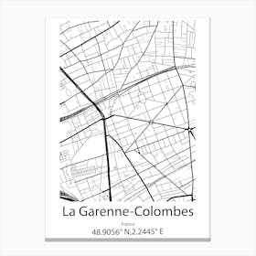 La Garenne Colombes,France Minimalist Map Canvas Print