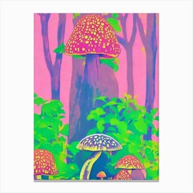 Mushroom 3 Risograph Retro Poster vegetable Canvas Print