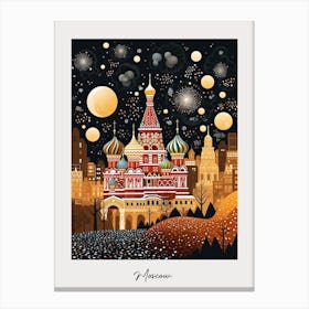 Poster Of Moscow, Illustration In The Style Of Pop Art 1 Canvas Print