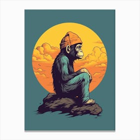Thinker Monkey Comic Illustration 1 Canvas Print