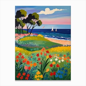 Flowers By The Sea Canvas Print