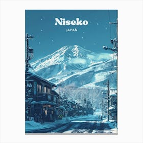 Niseko Hokkaido Japan Ski Mountain Digital Travel Art Canvas Print