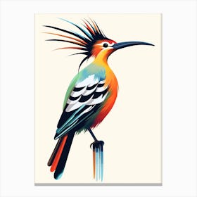 Colourful Geometric Bird Hoopoe 3 Canvas Print