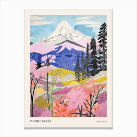 Mount Baker United States 3 Colourful Mountain Illustration Poster Canvas Print