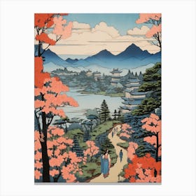 Lake Kawaguchi, Japan Vintage Travel Art 2 Canvas Print