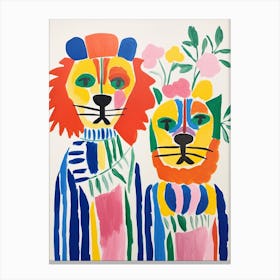 Colourful Kids Animal Art Lion 3 Canvas Print