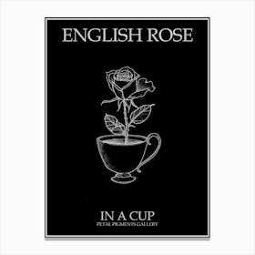 English Rose In A Cup Line Drawing 3 Poster Inverted Canvas Print