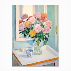 A Vase With Chrysanthemum, Flower Bouquet 1 Canvas Print