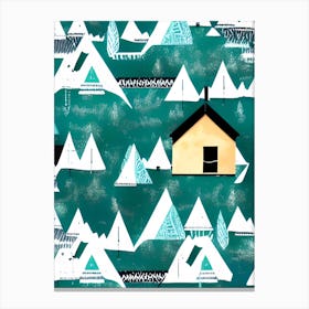 Nordic Forest Blue Lodge Canvas Print