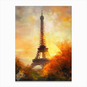 Eiffel Tower Paris France Oil Painting Style 13 Canvas Print