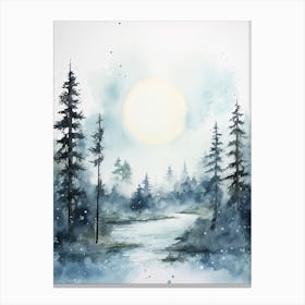 Watercolour Of Sipoonkorpi National Park   Finland 1 Canvas Print