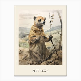Beatrix Potter Inspired  Animal Watercolour Meerkat 1 Canvas Print