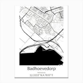 Badhoevedorp,Netherlands Minimalist Map Canvas Print