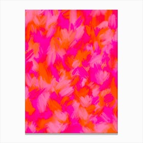Abstract Brushstrokes Pink and Orange 1 Canvas Print