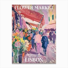 Vintage Flower Market Painting Lisbon 3 Canvas Print