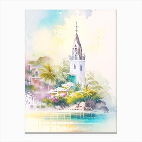 Saint Barthélemy Watercolour Pastel Tropical Destination Canvas Print