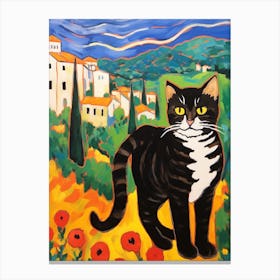 Painting Of A Cat In Pienza Italy 1 Canvas Print