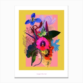 Forget Me Not 7 Neon Flower Collage Poster Canvas Print