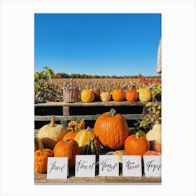 Assortment Of Wooden Thanksgiving Cards Arranged On A Rustic Wooden Table Backs Turned Towards The (5) Canvas Print