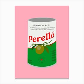 Perello Olives Pink Kitchen Canvas Print