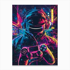 Neon Gaming Ps3 Controller Canvas Print