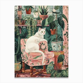 Cat In A Pink Chair Canvas Print