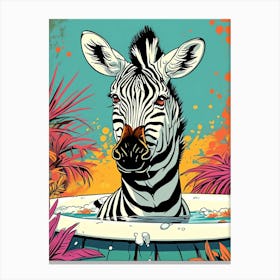 Zebra In The Tub 1 Canvas Print