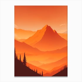 Misty Mountains Vertical Background In Orange Tone Canvas Print