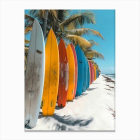 Colorful Surfboards On The Beach Canvas Print