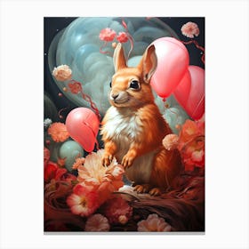 Rabbit With Balloons Canvas Print