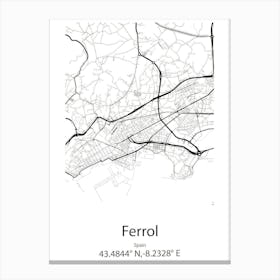 Ferrol,Spain Minimalist Map Canvas Print