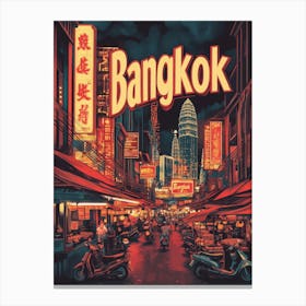 Aihrgdesign A 1970s Inspired Travel Poster For Bangkok 2 Canvas Print