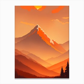 Misty Mountains Vertical Composition In Orange Tone 259 Canvas Print