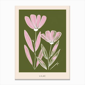 Pink & Green Lilac 2 Flower Poster Canvas Print